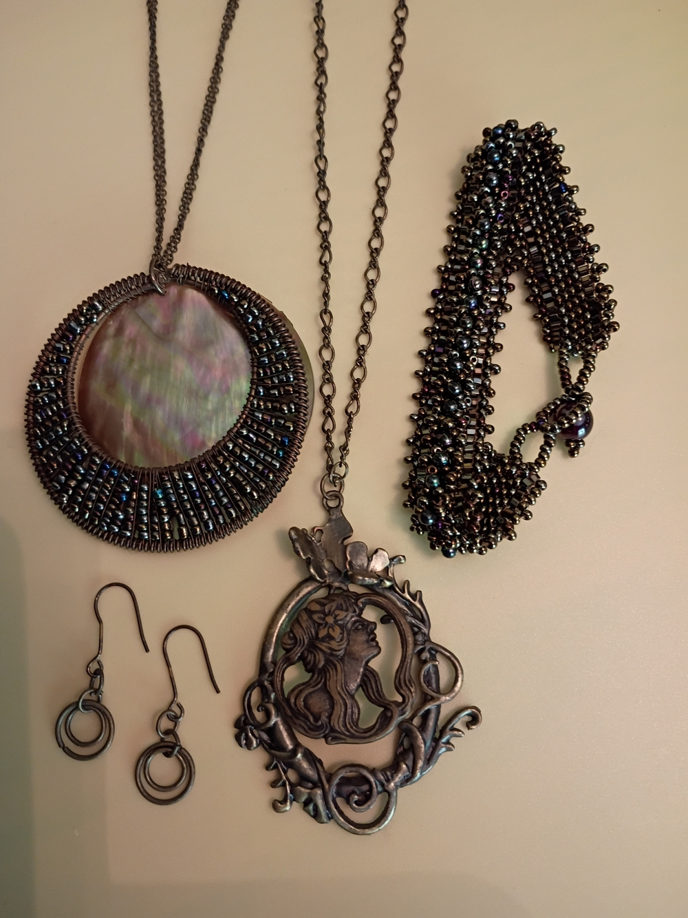 Vintage 1 of a kind Necklaces Bracelet Earrings Cameo Beaded All match Must See!